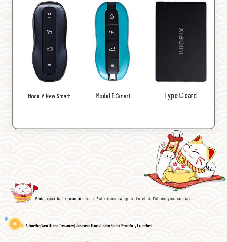 Xiaomi SU7 Key Case for Yu7 Bluetooth Card Car Model 2026 - Cute Girl Design