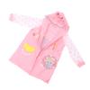 Regenponcho Rosa L PU Einteilig Wasserdicht Reflektierstreifen Knopf mit Rucksackfach Regenmantel für Kinder