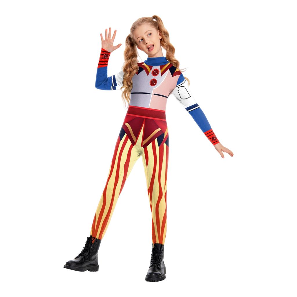 Costume da Artista Circense per Bambini Tuta Intera Manica Lunga Abito da Palco Costume per Giochi di Ruolo di Halloween per Bambini Ragazzi e Ragazze