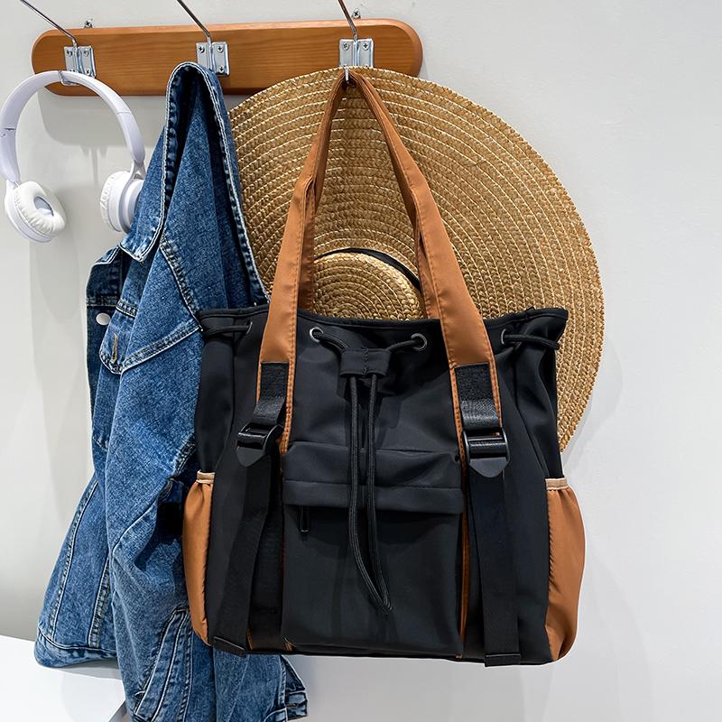 Öğrenci Kitap Çantası Büyük Kapasiteli Kontrast Renkli Çanta Banliyö Omuz Çantası Crossbody Çanta