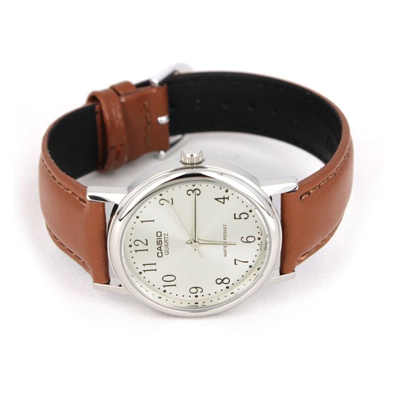 Casio STANDARD Series Ins Style Internet Celebrity Fashion Business Casual Classic Pointer White Dial Waterproof Quartz Movement Leather MTP-1095E-7B