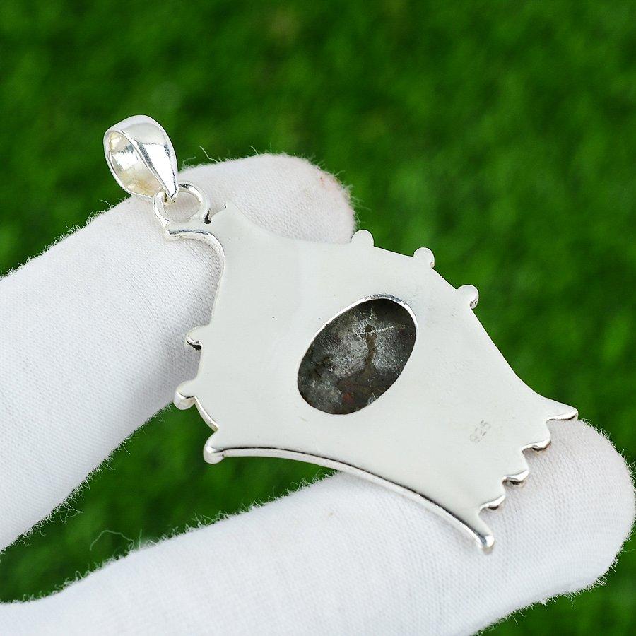 Natural Tabu Jasper Gemstone Pendant Handmade 925 Sterling Silver Indian Jewelry