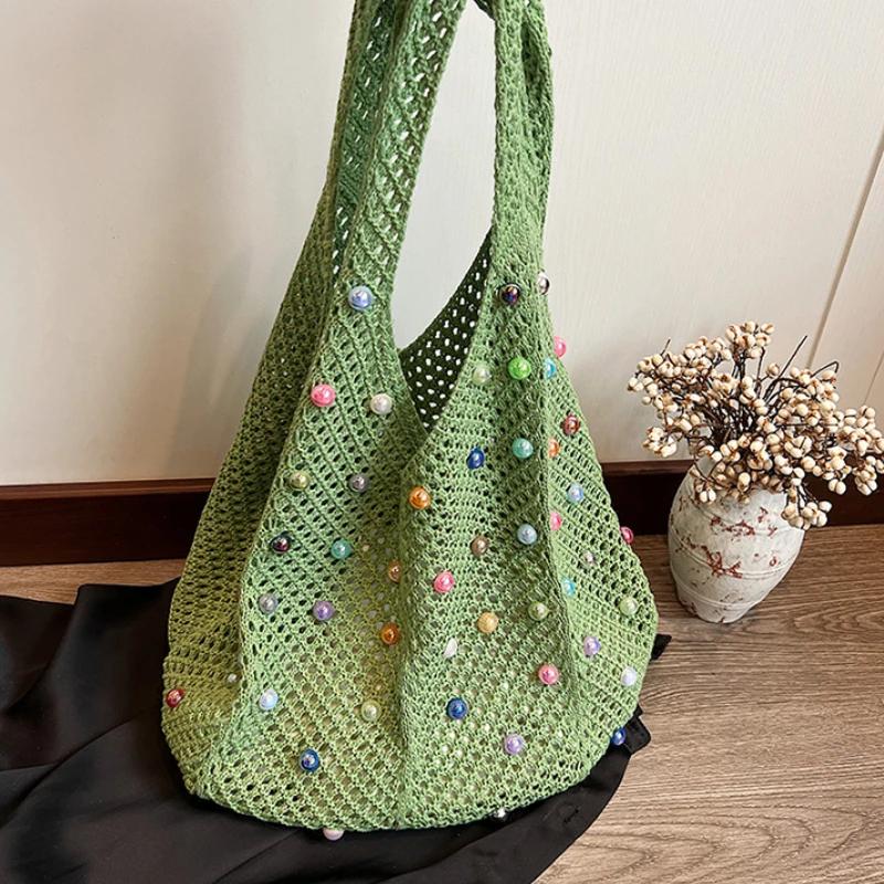 Woven Beaded Casual Women's Shoulder Bag New Fashionable and VersatileTote Bag Shopping Handbag