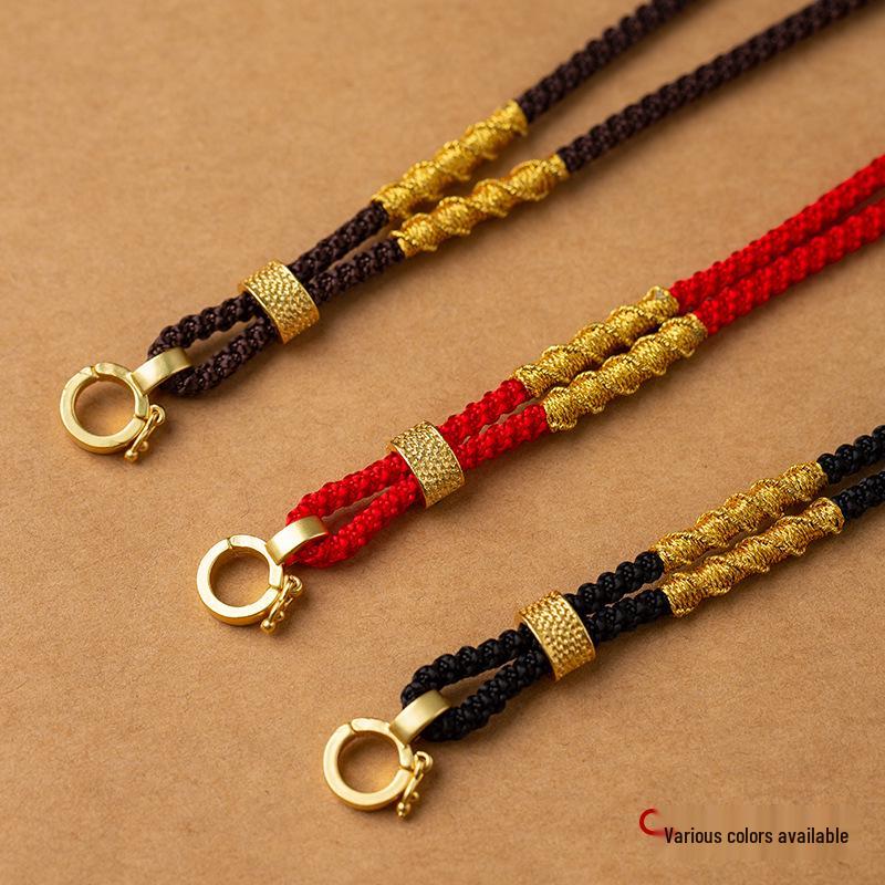Hand-Woven Adjustable Jade Pendant Lanyard Necklace for Men and Women