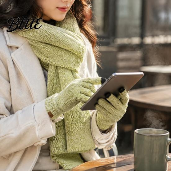 Stilvolles tägliches Strickmützen-Set für Schal, Handschuhe, Wintermütze, Damen, Warme Touch-Ausrüstung