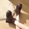 Thick-soled Heightening Snow Boots Women's 2025 New Winter Plush Warm Fluffy Short Boots Fashionable Ugly and Cute Big-headed Cotton Shoes