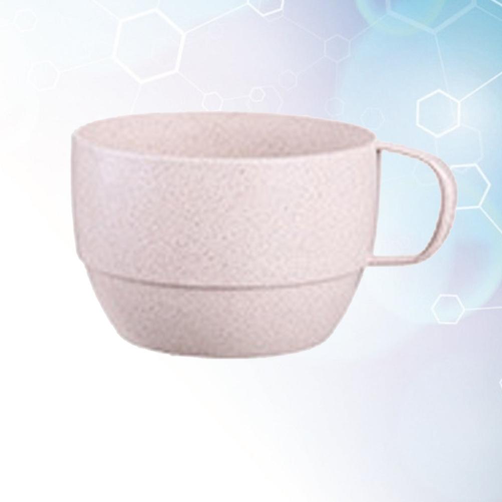 Simple Wheat Straw Cup Exquisite Craft Non-Toxic Material Cute Handle Drinking Mug for Water Coffee Tea Milk Beige