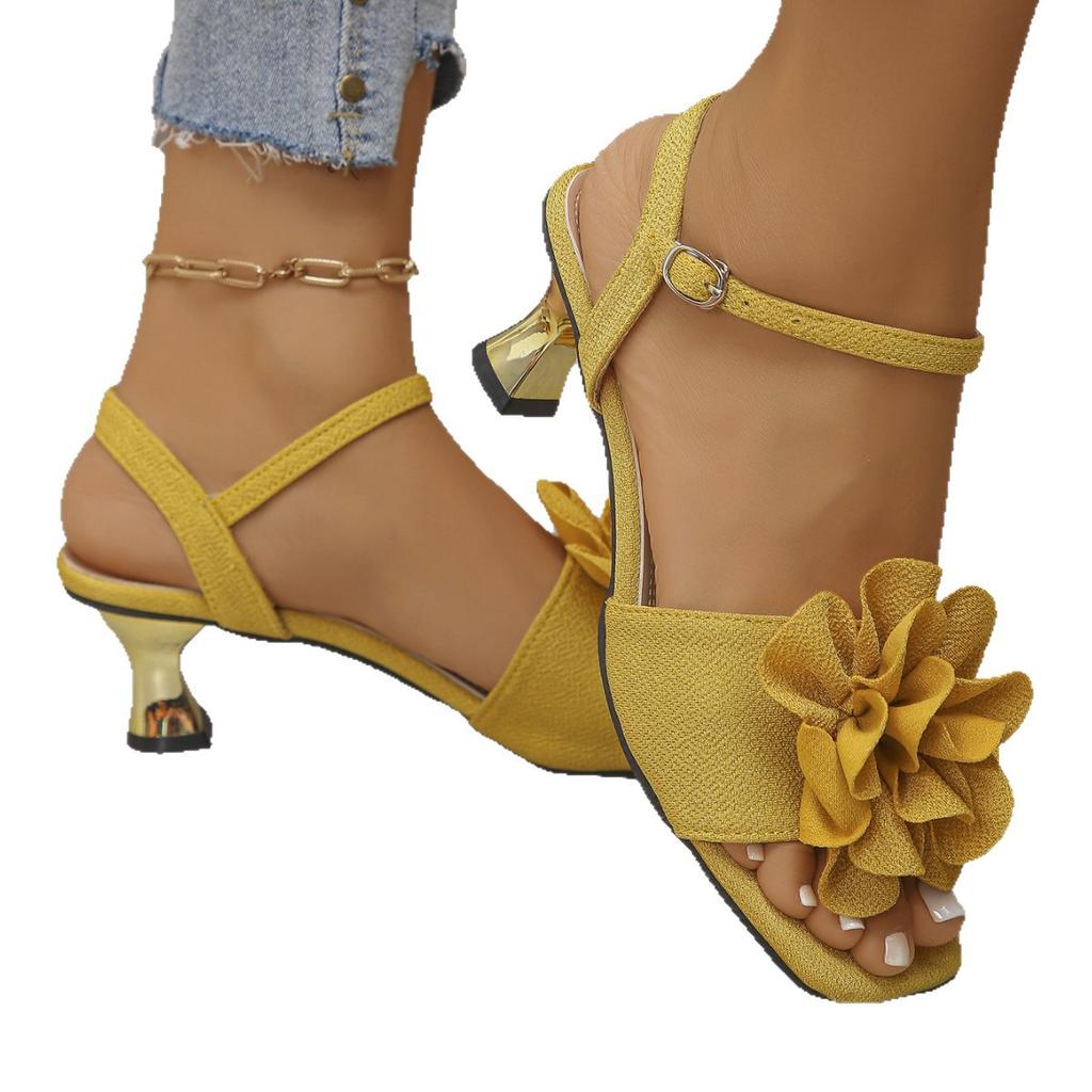Fashion Open Toe Flower Sandals 2025 Buckle Shallow Fashion Sexy Women Sandals Summer Classic Elegant Dress Party Shoes High Heels