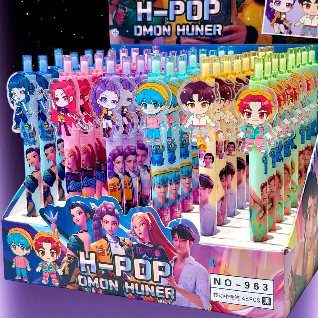 Cacciatori di Demoni Kpop Carini Penne Gel Nere da 0,5 mm Cancelleria Kawaii Cartoni Animati Derivati Anime Periferiche Materiale Scolastico Ufficio Regali