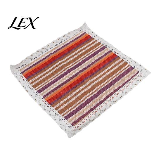 Solid Wood Chair Mat Cotton Linen Pad with Ties, Square Summer Seat Lace Dining Trim, 15.75" X Breathable Washable for Office