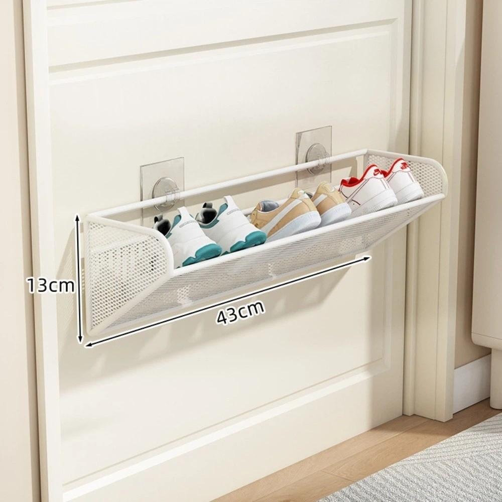 

Полиця для взуття без свердління Багатошарова настінна полиця для зберігання Шафа для взуття Для офісу White-1Layer