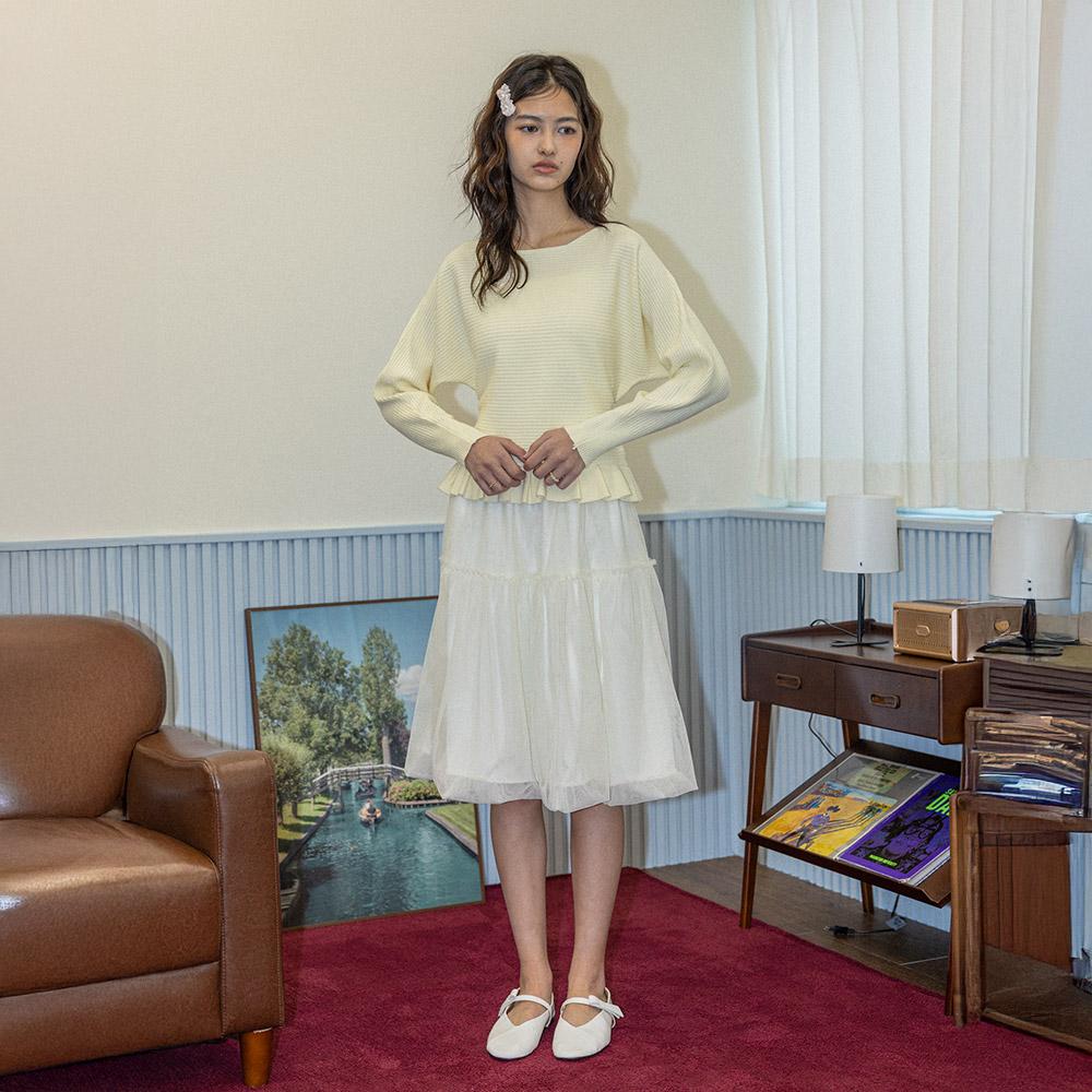 Deondeulob Dd_Flared Mesh Skirt_Ivory