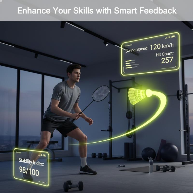 1 Set Hanging Badminton Trainer Luminous Glow Design No Ball Picking Needed Fit For Indoor Home Practice Kids Beginners