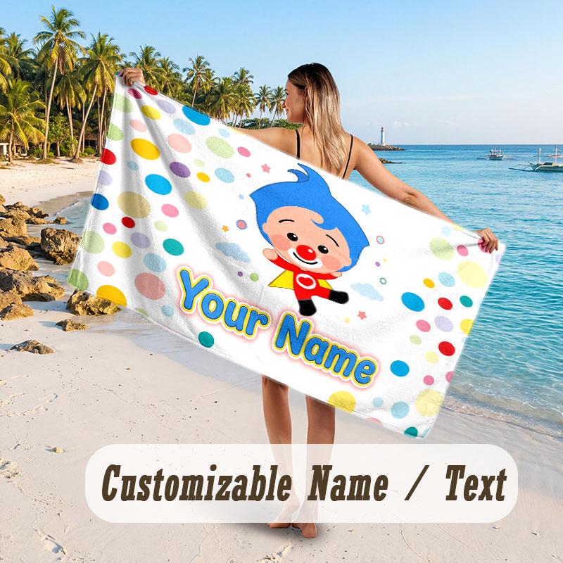 Personalized Beach Towel,El Payaso Plim Plim Custom Printed Name Text, Super Absorbent Towel For Beach Vacation