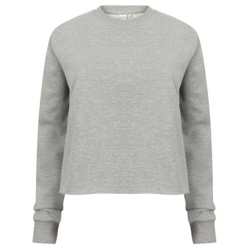 SF Sudadera corta holgada de jaspeado para mujer L gris