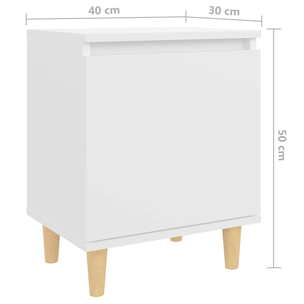 Nightstands with Solid Wood Legs 2 pcs White 40x30x50 cm