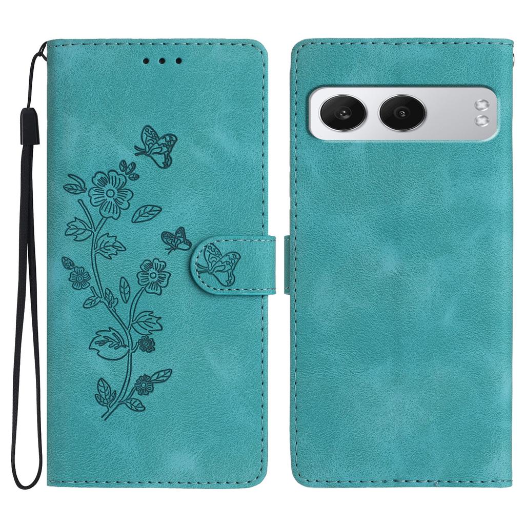 For OnePlus Nord 4 Case Leather Imprinted Flower Phone Cover Wallet with Wrist Strap