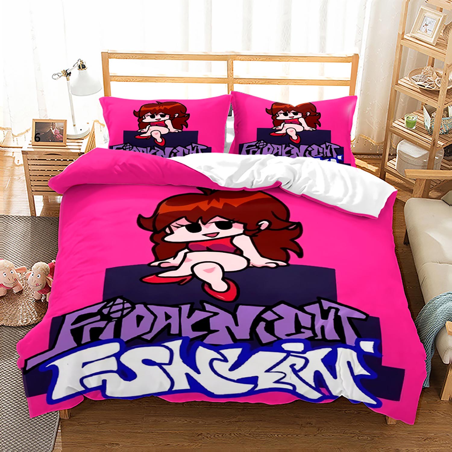 

3D Friday Night Funkin Bedding Set Single Twin Full Queen King Size Friday Night Funkin Bed Set Children Kid Bedroom Duvet Cover EU single(135x200cm)
