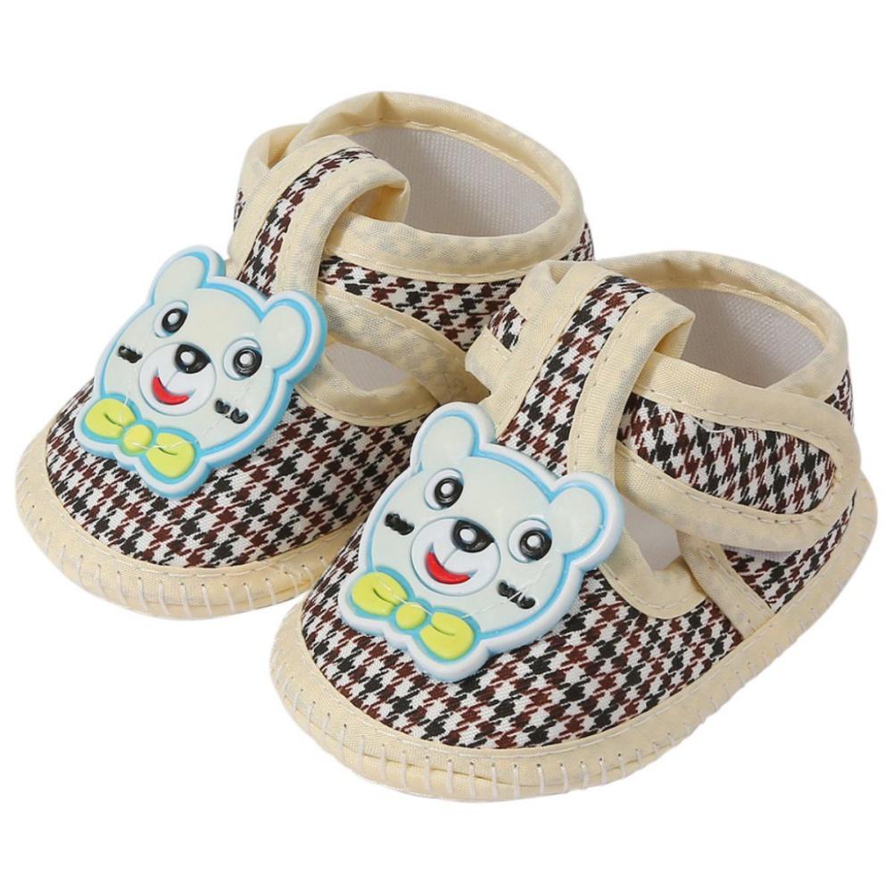 Infant Baby Cartoon Bear Crib Shoes Canvas Shoes Flat Walking Shoes