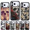 Dödskalle och Rosor Abstrakt Konst Telefonfodral för iPhone 17 Air 16e 15 14 13 Pro Max Baksidesfodral för 12 11 Pro Coque