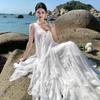 Heavy Industry Laminated Ruffle Leaf Edge Seaside Photo Beautiful Dress Elegant Morning Robe Daily Birthday Dress Beach Dress