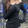 Dames Off Shoulder Kabelgebreide Trui Lange Mouw Wit Slim Fit Casual Top
