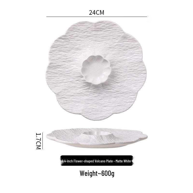 

Ceramic Dumpling Plate with Integrated Sauce Dish