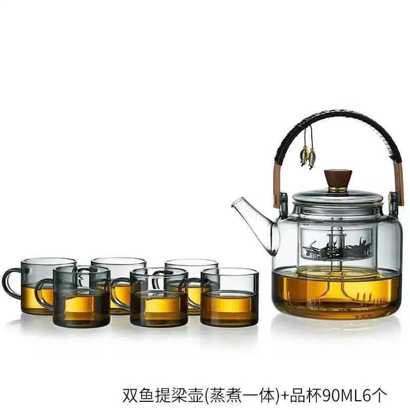 1200ML High Borosilicate Glass Brewing Teapot, Household High Temperature Resistant Large Capacity Teapot with Filter Liner