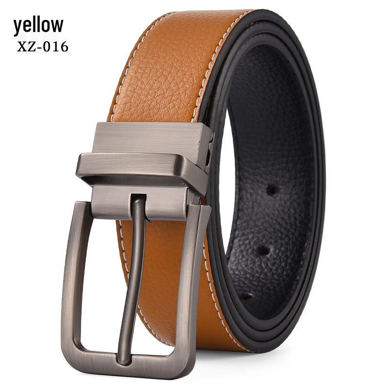 Men's Casual Perforated Leather Belt with Rotating Pin Buckle