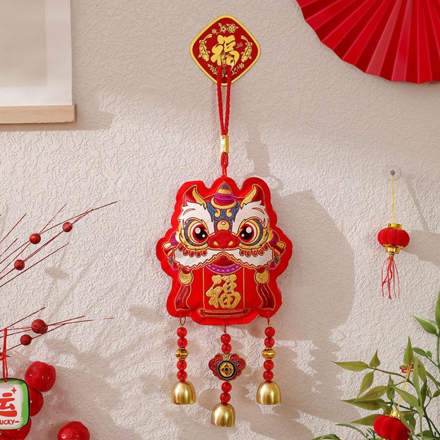 1 Stück 2025 Jahr der Schlange Frühlingsfest Fu-Zeichen Löwenanhänger Chinesisches Neujahr Laden Zuhause Segensgeschenk Windspiel Glocke