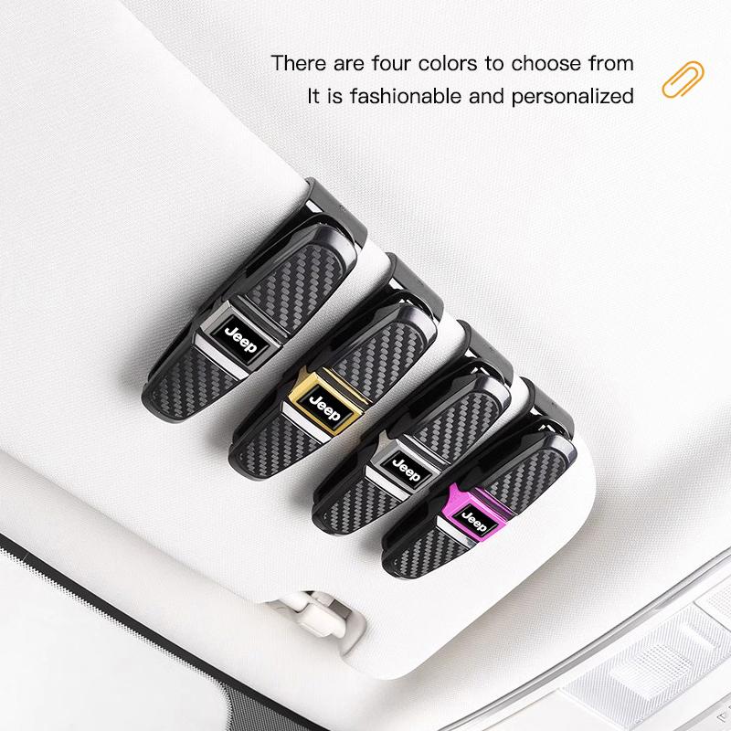 Car Glasses Case Auto Sun Visor Glasses Holder Clip For Jeep Renegade Compass Grand Cherokee Wrangler jk Gladiator Patriot AJP1