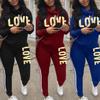 Women Two Pieces Clothes Long Sleeve Sweater Pant Casual Sportswear Suits