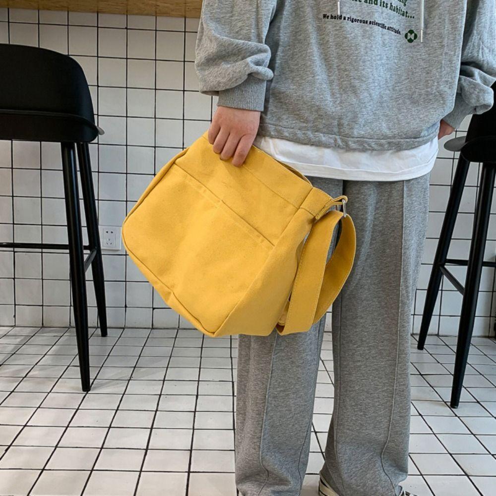 Multifunctional Canvas Tote Bag Solid Color Student Shoulder Bags Portable Women Handbag Outdoor