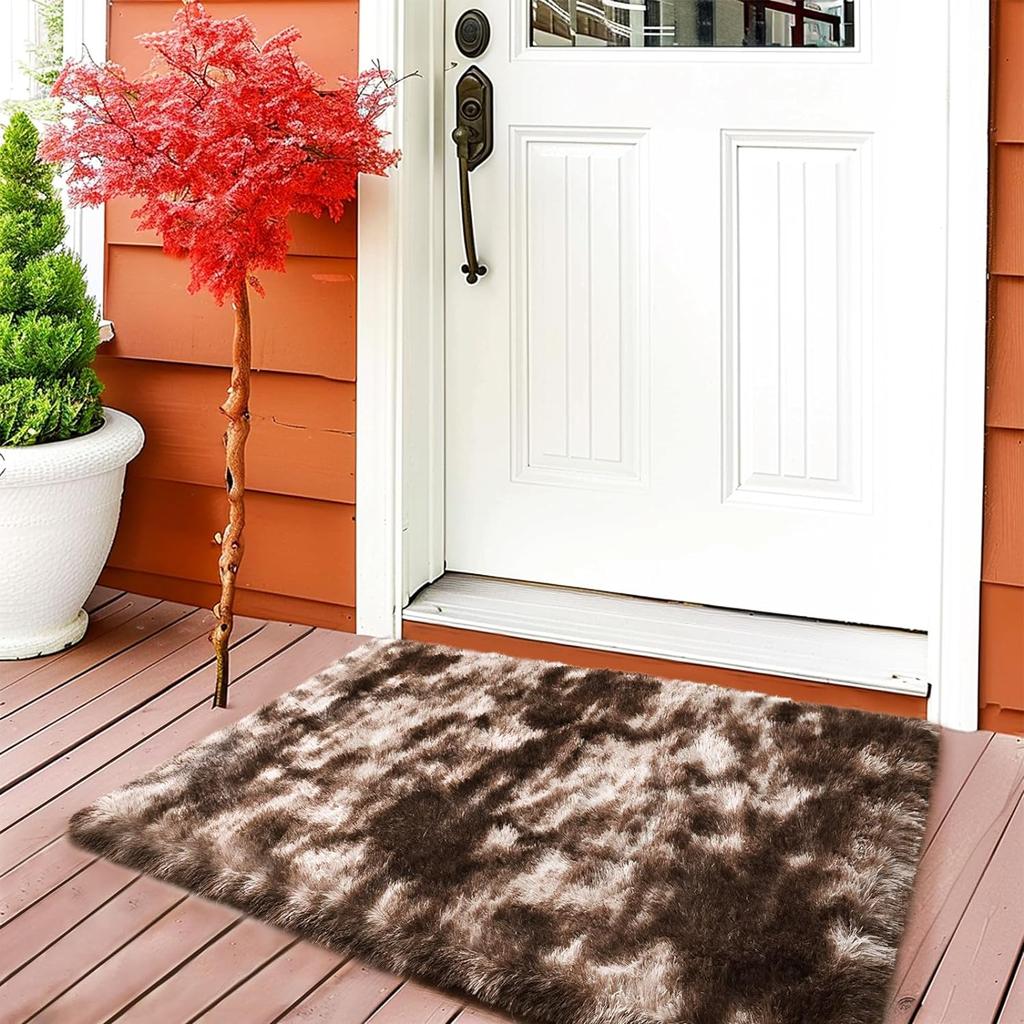 VIKAMA Modern Simple Plush Carpet Solid Color Entrance Door Mat Home Decoration Comfortable And Soft Living Room Bedroom Mat