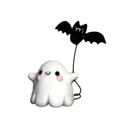 Creative Resin Ghost Bat Ornaments Cute Mini Ghost Bat Statue Decorative Halloween Decoration for Home