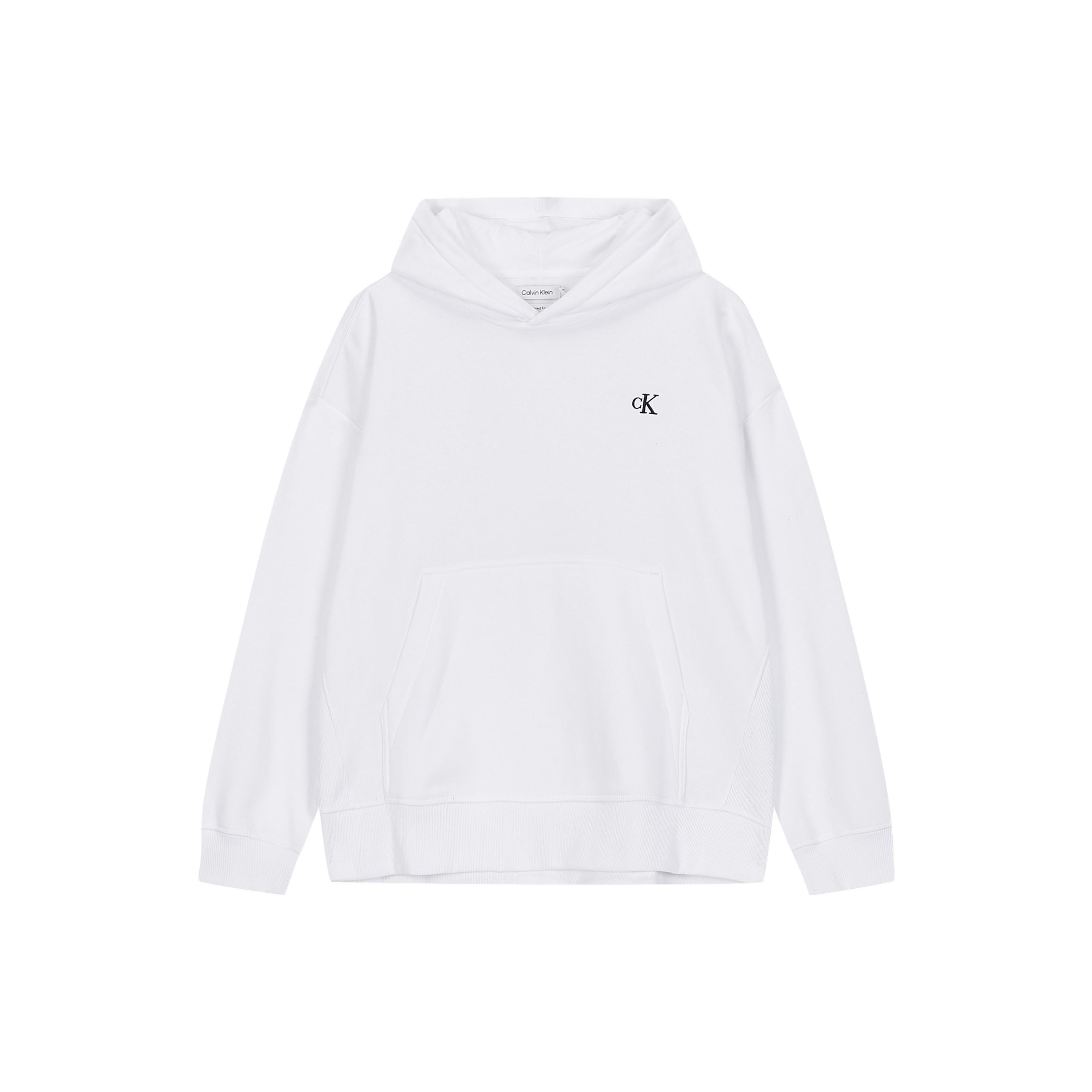 

Calvin Klein Letter Embroidered Loose Fleece Hoodie Men hoodies White 40HM256YAA S