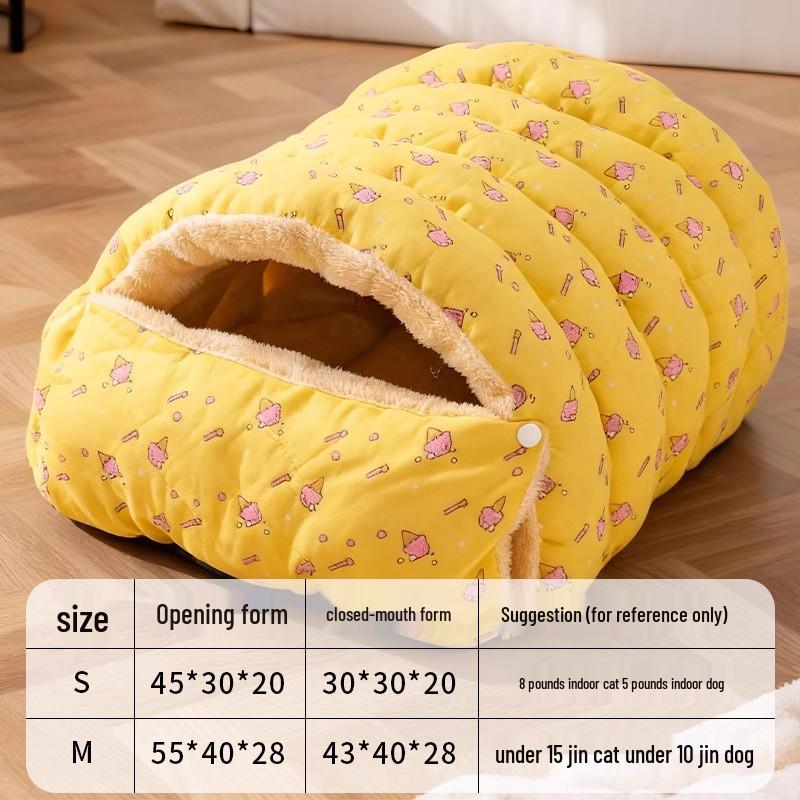 Thickened Winter Pet Bed: Semi-Enclosed Warm House for Cats & Small Dogs
