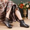Women's Genuine Leather Ankle Boots - Retro Style, Soft Sole, Comfortable Flat Heel for Autumn/Winter 2025