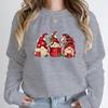 New Christmas Gnomes Hot Cocoa Print Round Neck Sweatshirt Fashion Women Autumn Winter Tops Casual Hoodless Pure Color Pullovers