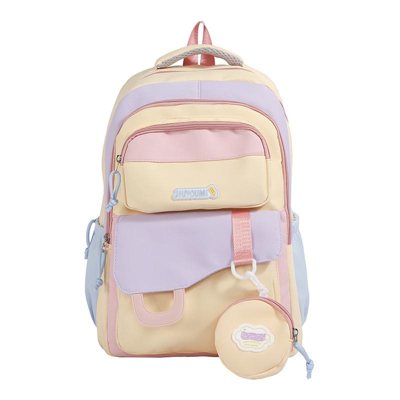 Large Capacity Girls Backpack Color Contrast Student Schoolbag