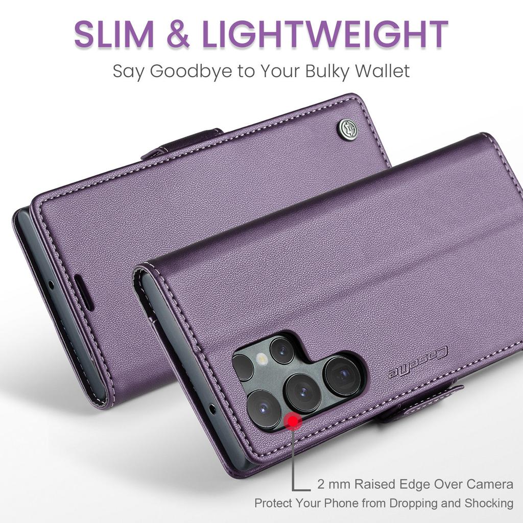 CaseMe for Samsung Galaxy S23 Ultra S22 Plus S21 S20 FE S10 Note 20 10 Leather Flip Wallet Case Magnetic Card Holder Phone Cover