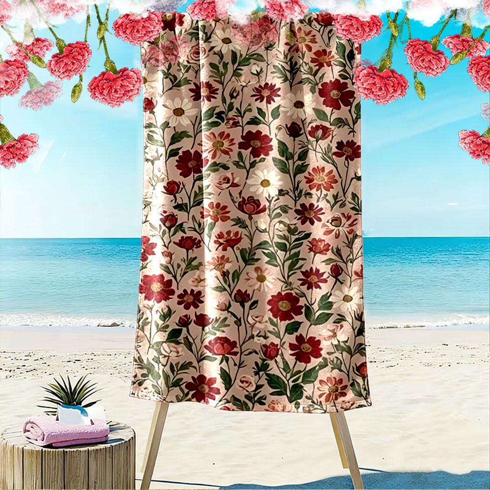 Floral Print Beige Beach Towel A Must-have Beach Towel for Beach Travel