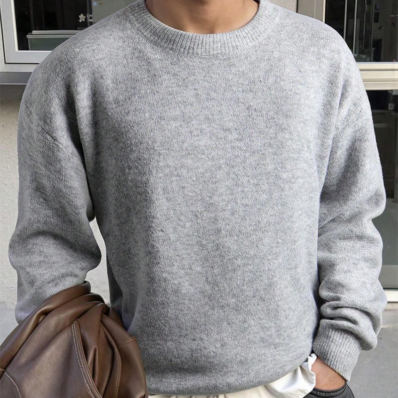 Andre Men's Solid Color Crew Neck Sweater - 2025 Autumn/Winter Long Sleeve Knitwear