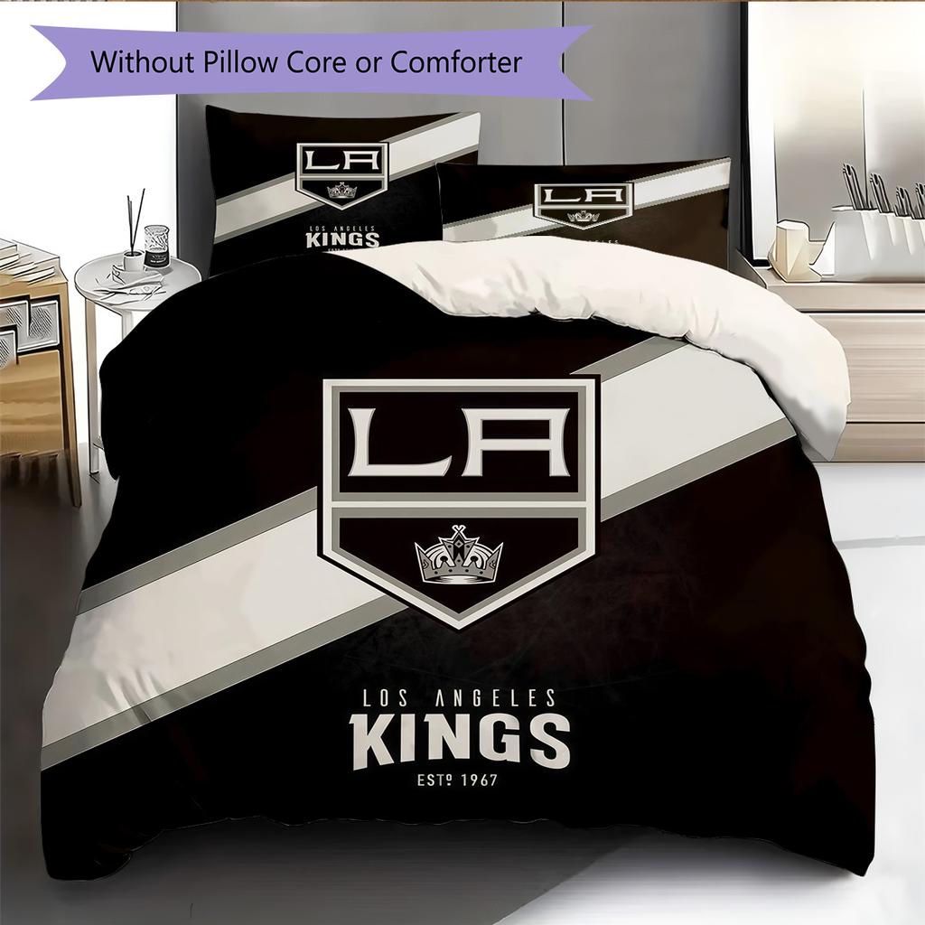 Los Angeles Kings Pattern Bedding Quilt Set Home Decoration Gift (1 * duvet cover + 2 * pillowcase without core).xwn