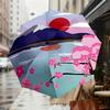 1pc Mount Fuji Cherry Blossoms Automatic Folding Umbrella 8 Rib Iron Frame,  Suitable for Travel, Daily Use, Birthday, Women & Men Gift C1231051