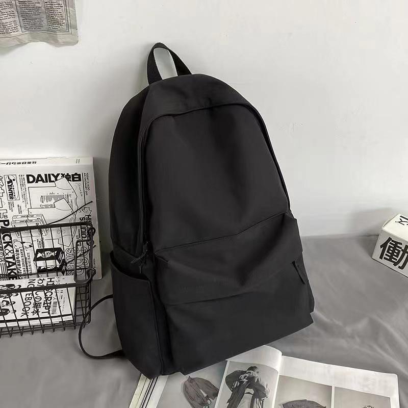 Versatile Solid Color Backpack for Female Students - Large Capacity, Suited for All School Levels, Korean Style