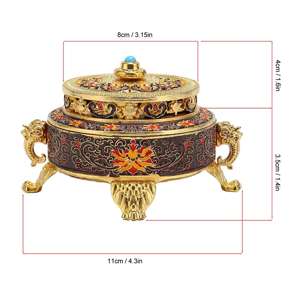 Trinket Incense   with Lid Handcraft Antique Polished Process for Decoration Meditation Room