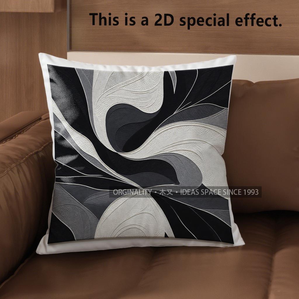 2D Abstract Black & White Patterned Pillow Covers Pattern Cushion Cover Suitable For Sofa Bedroom Car Pillow Cover
