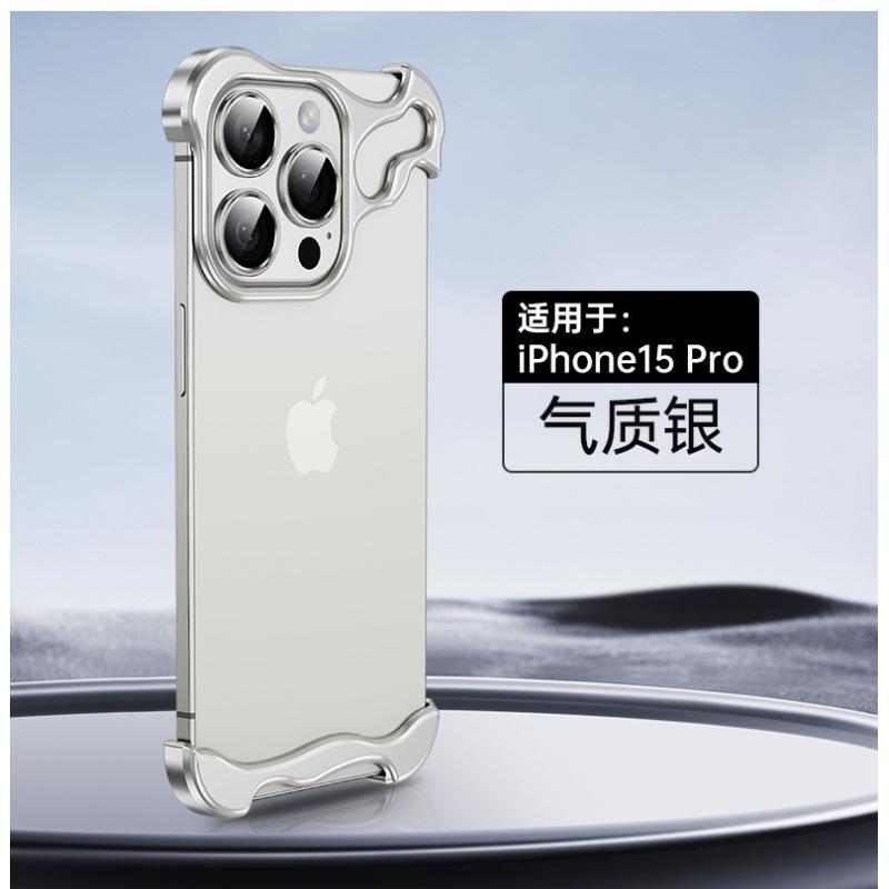 Použitelné pro pouzdro na mobilní telefon Apple 15 kreativní speciálně tvarovaný kovový rohový chránič iphone14 bezrámečkový kryt proti pádu
