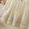 Summer Girls Embroidered Lace Floral Vest Dress Baby Birthday Party Princess Gown Elegant Sleeveless Dress